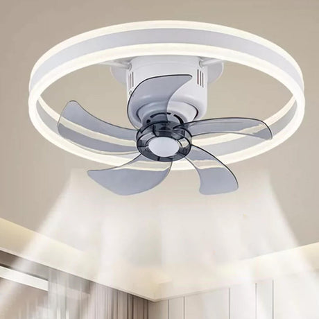 Modern Circular LED Semi-Flush Ceiling Fan with Light Image - 1