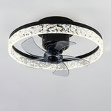 Modern Circular LED Semi-Flush Ceiling Fan with Light Image - 10