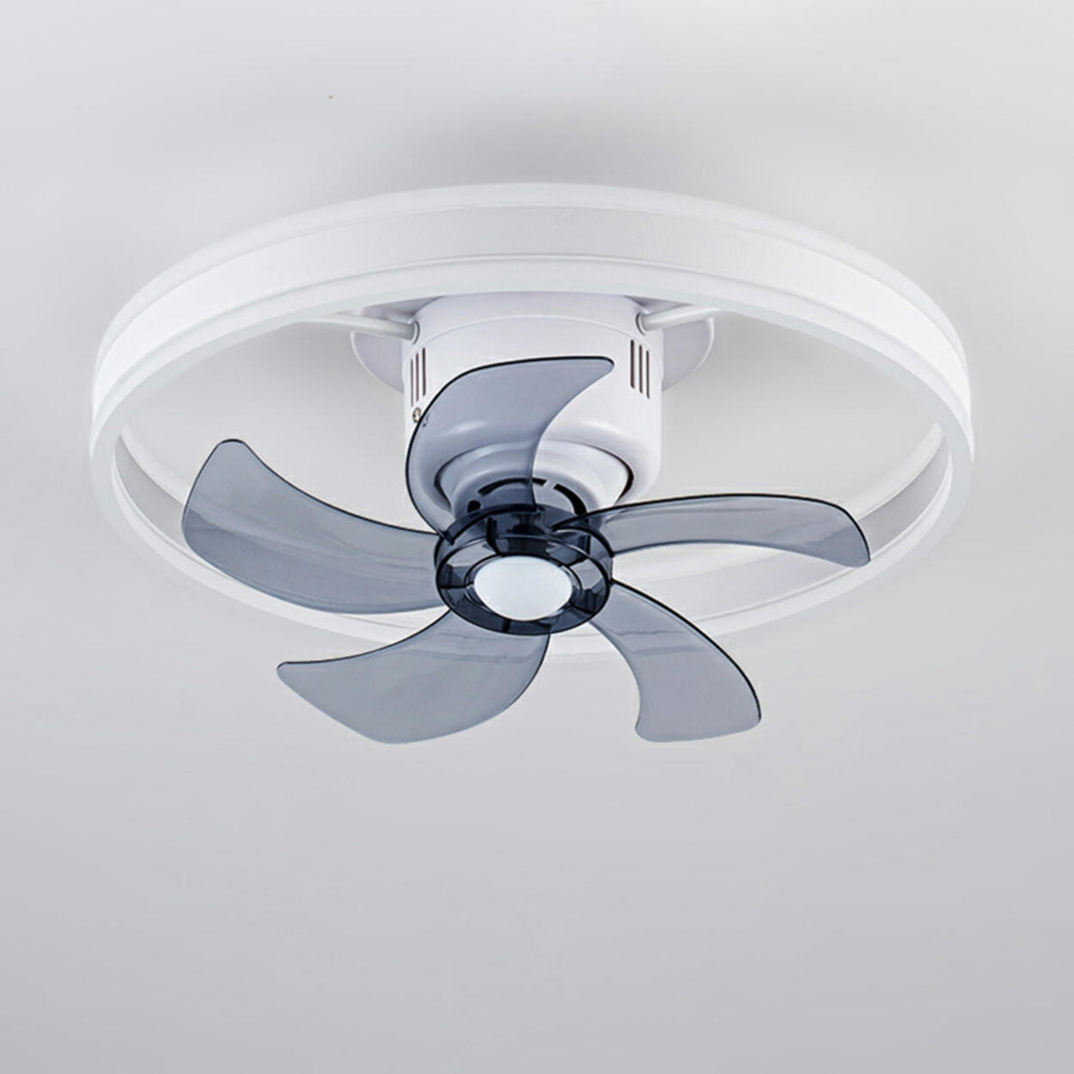 Modern Circular LED Semi-Flush Ceiling Fan with Light Image - 11