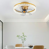 Modern Circular LED Semi-Flush Ceiling Fan with Light Image - 16