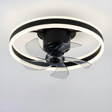 Modern Circular LED Semi-Flush Ceiling Fan with Light Image - 2