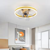 Modern Circular LED Semi-Flush Ceiling Fan with Light Image - 3