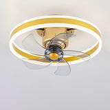 Modern Circular LED Semi-Flush Ceiling Fan with Light Image - 7