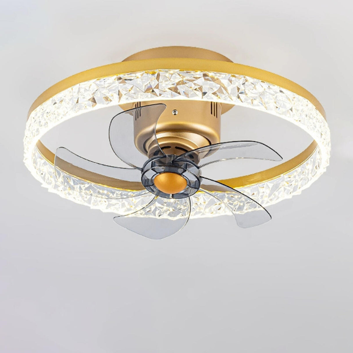 Modern Circular LED Semi-Flush Ceiling Fan with Light Image - 8