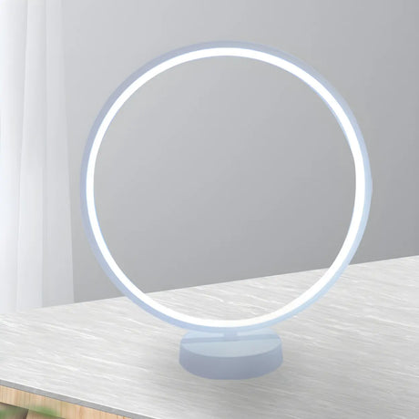 Modern Circular LED Table Lamp White Minimalist Image - 2