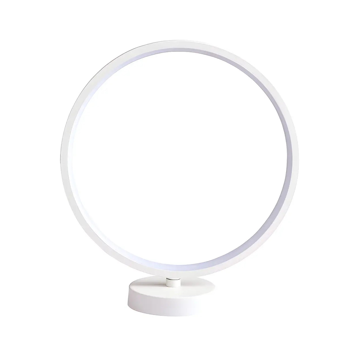 Modern Circular LED Table Lamp White Minimalist Image - 6