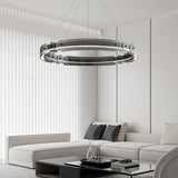 Modern Black Circle Clear Acrylic Pendant Light Chandelier Image - 1