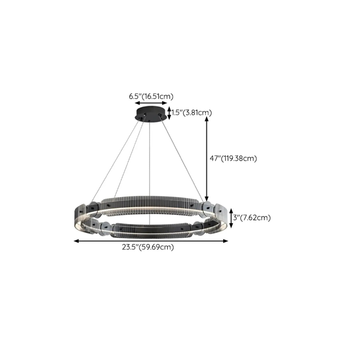 Modern Black Circle Clear Acrylic Pendant Light Chandelier 