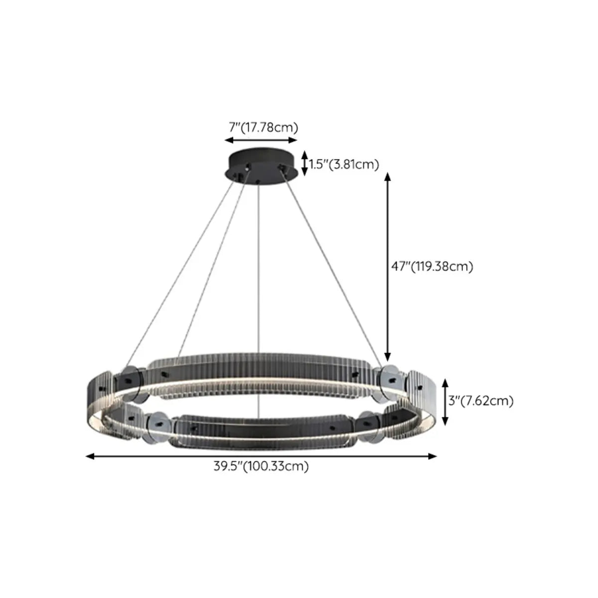 Modern Black Circle Clear Acrylic Pendant Light Chandelier Image - 13