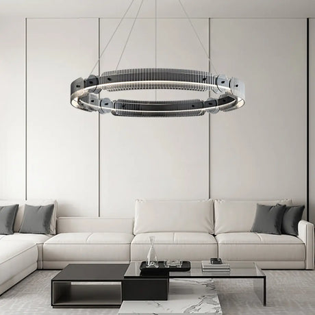 Modern Black Circle Clear Acrylic Pendant Light Chandelier Image - 2