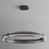 Modern Black Circle Clear Acrylic Pendant Light Chandelier Image - 4