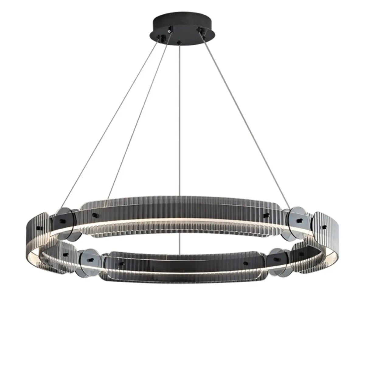 Modern Black Circle Clear Acrylic Pendant Light Chandelier Image - 5