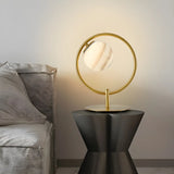 Modern Circular Metal Table Lamp Gold Ambient Light Image - 1