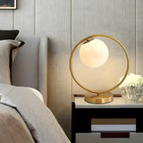 Modern Circular Metal Table Lamp Gold Ambient Light Image - 2