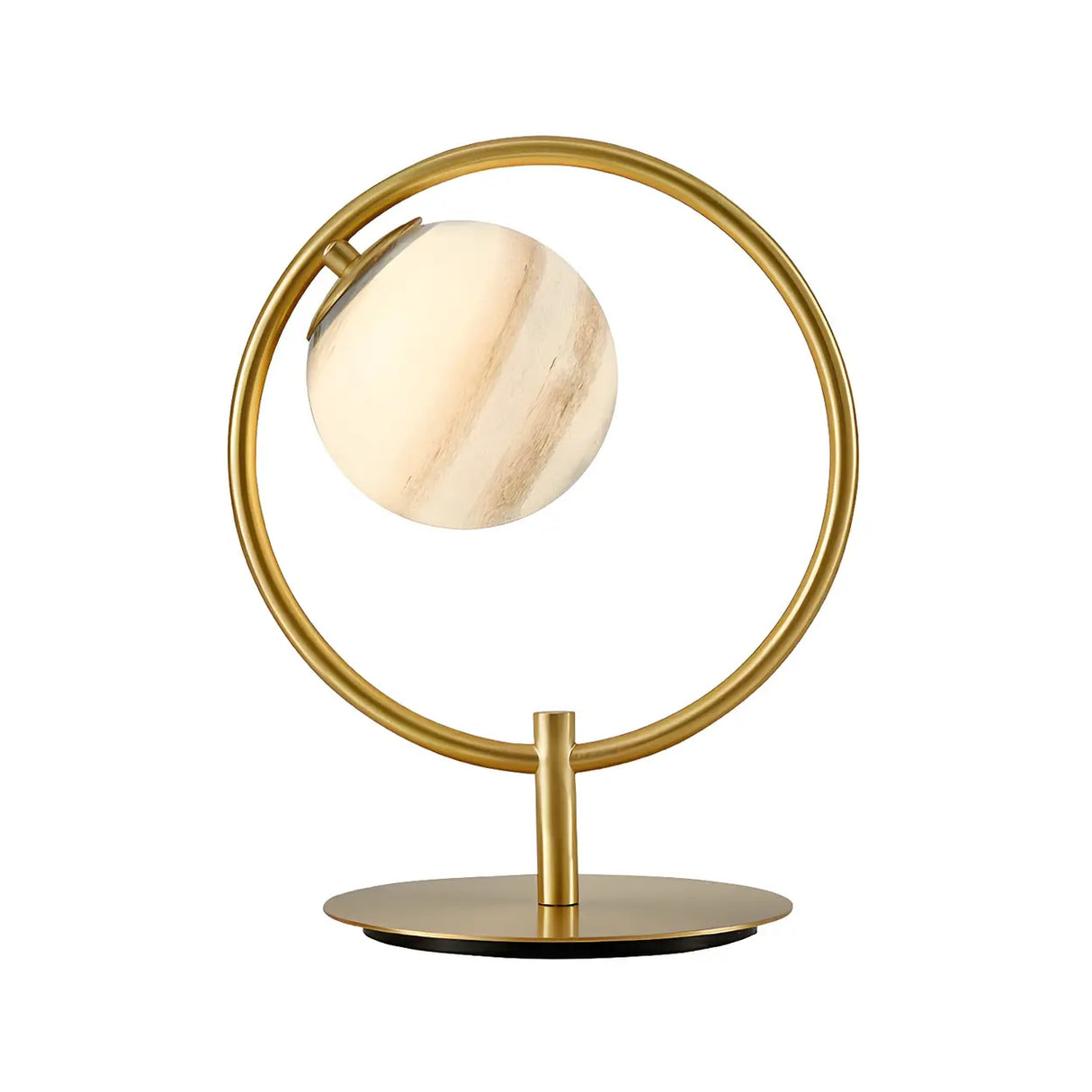 Modern Circular Metal Table Lamp Gold Ambient Light Image - 3