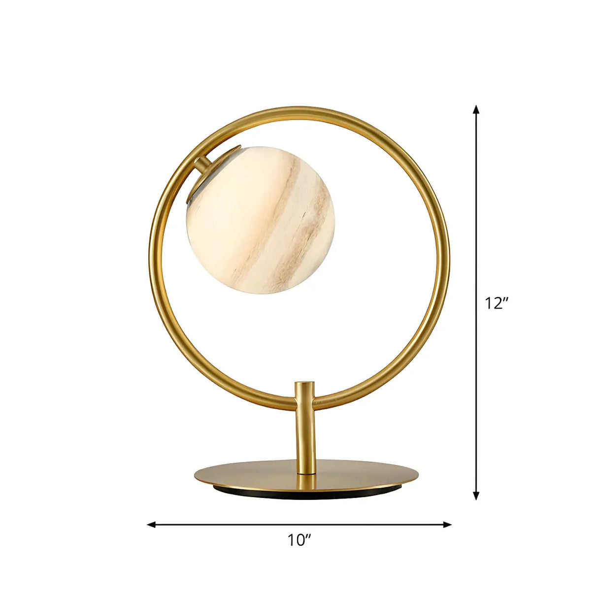 Modern Circular Metal Table Lamp Gold Ambient Light 