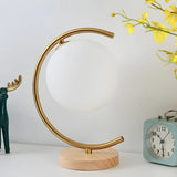 Modern Circular Metal Table Lamp White LED Unique Image - 11