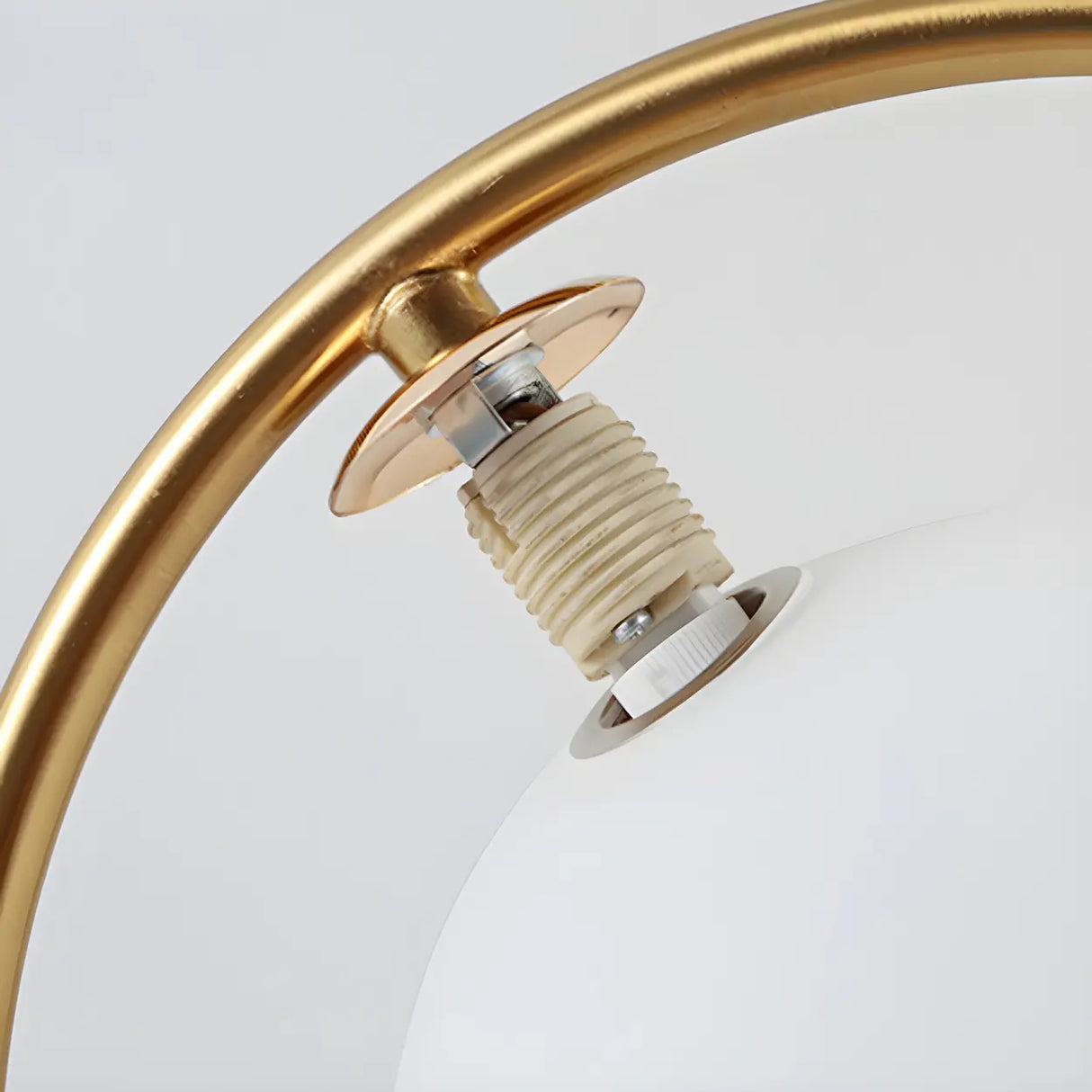 Modern Circular Metal Table Lamp White LED Unique Image - 6