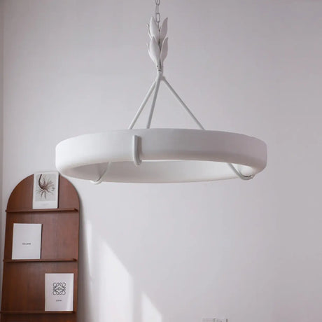 Modern Circular Resin Pendant Light White Chandelier Image - 1