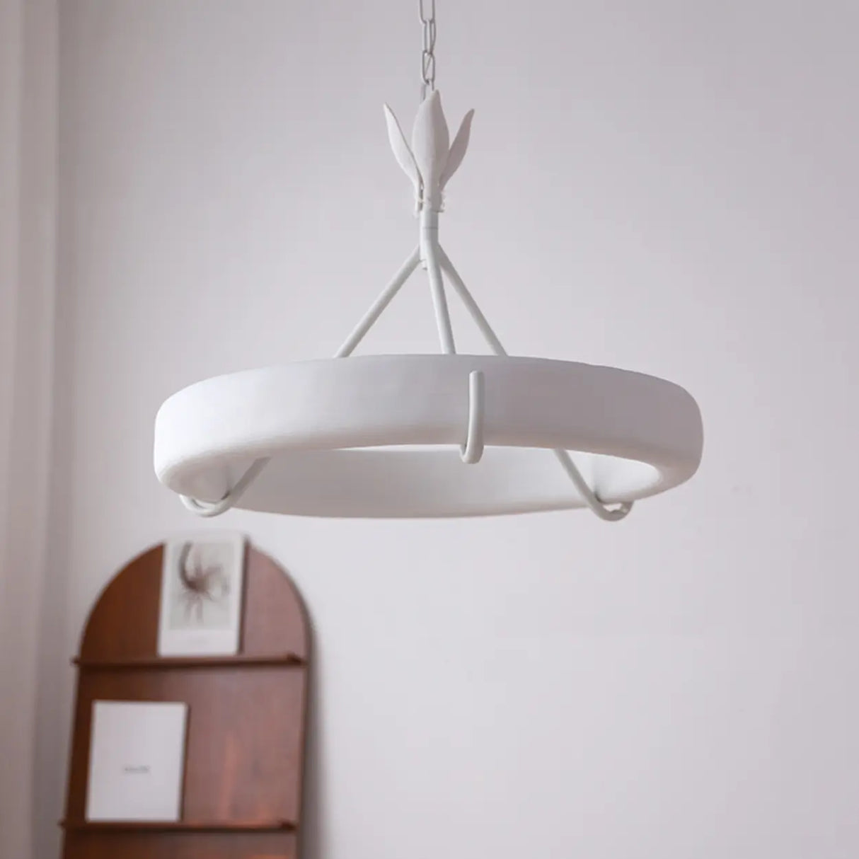 Modern Circular Resin Pendant Light White Chandelier Image - 4