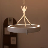 Modern Circular Resin Pendant Light White Chandelier Image - 5