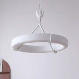 Modern Circular Resin Pendant Light White Chandelier Image - 6