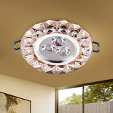 Modern Circular Rose Gold Crystal LED Flush Mount Light Image - 1