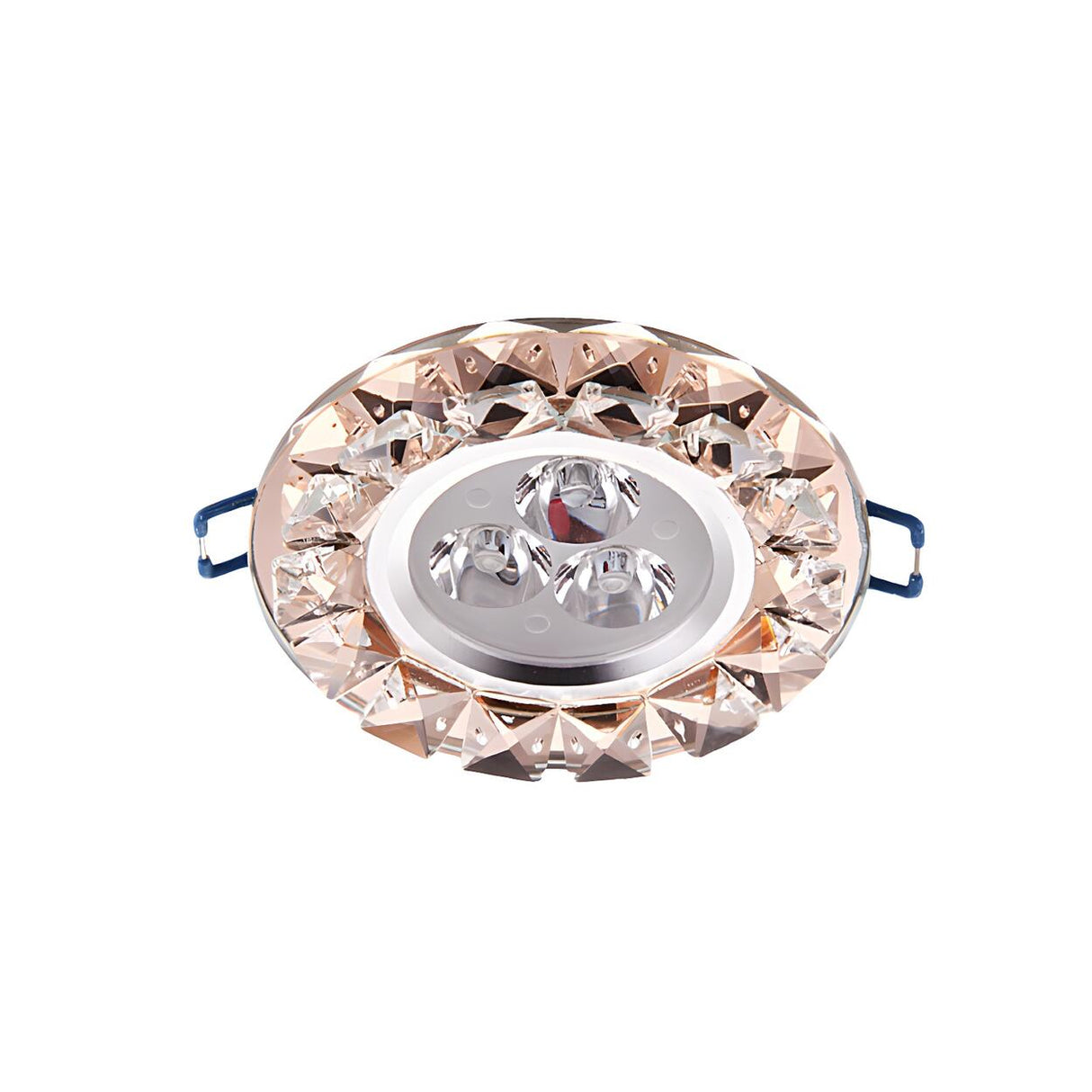 Modern Circular Rose Gold Crystal LED Flush Mount Light Image - 3