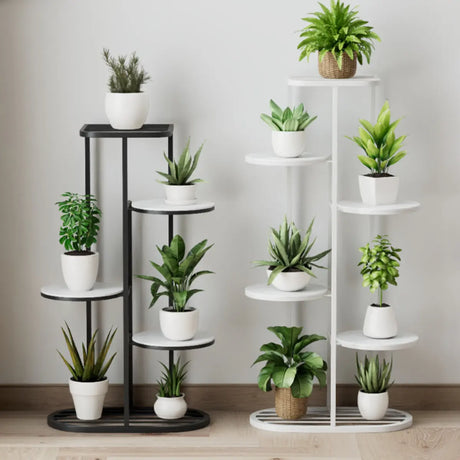 Modern Circular Tray Multi-Tier Metal Floor Plant Stand Image - 1