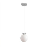 Modern Classic Chrome White Glass Globe Pendant Image - 2