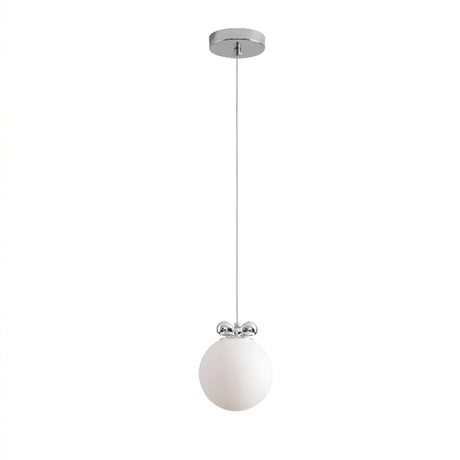 Modern Classic Chrome White Glass Globe Pendant Image - 2