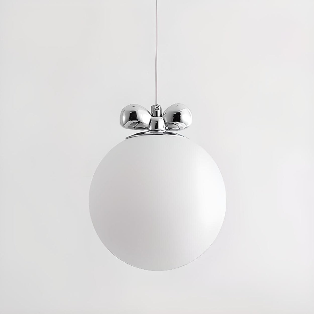 Modern Classic Chrome White Glass Globe Pendant Image - 6