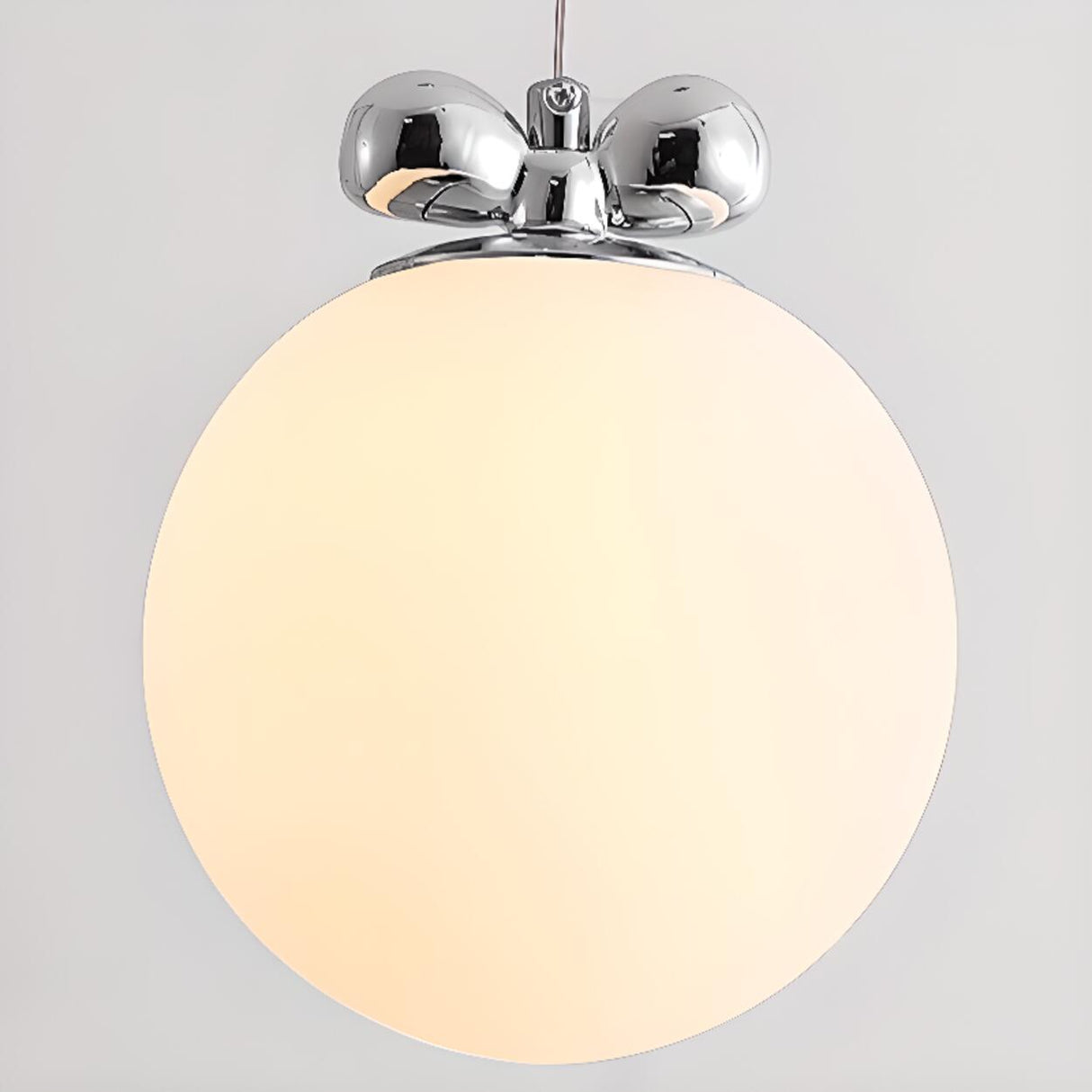 Modern Classic Chrome White Glass Globe Pendant Image - 7