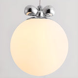 Modern Classic Chrome White Glass Globe Pendant Image - 7