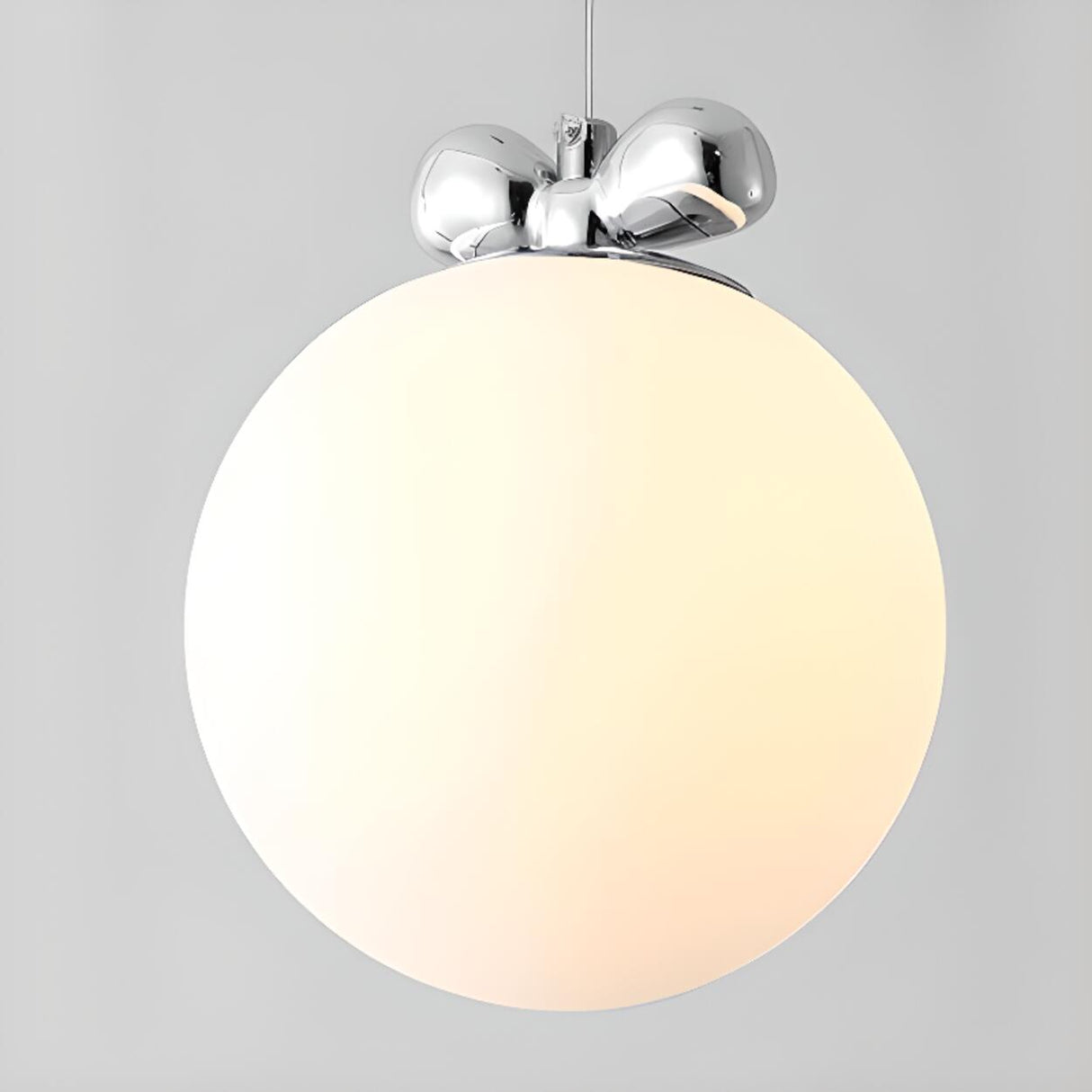 Modern Classic Chrome White Glass Globe Pendant Image - 8