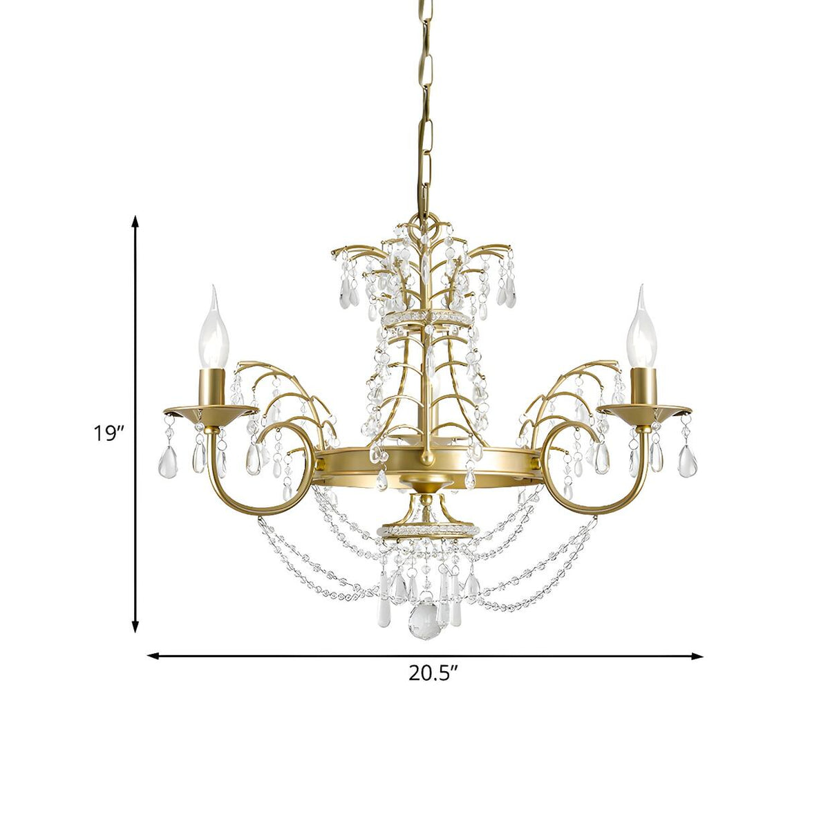 Modern Classic Gold Crystal Candle Hanging Chandelier 