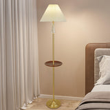 Modern Classic Gold Side Pleated Cloth Table Floor Lamp Image - 1