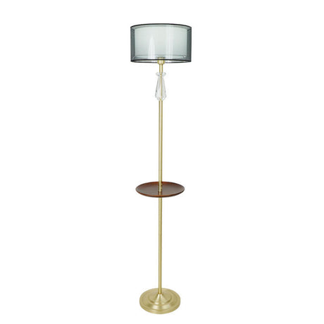 Modern Classic Gold Side Pleated Cloth Table Floor Lamp Image - 2