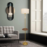 Modern Classic Gold Side Pleated Cloth Table Floor Lamp Image - 6