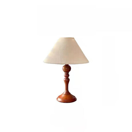 Modern Classic Minimalist Wooden Base White Table Lamp Image - 2