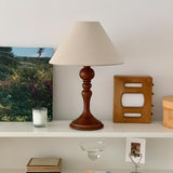 Modern Classic Minimalist Wooden Base White Table Lamp Image - 5