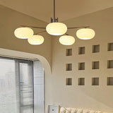 Modern Classic Silver Frosted Glass Drum Chandelier Image - 1