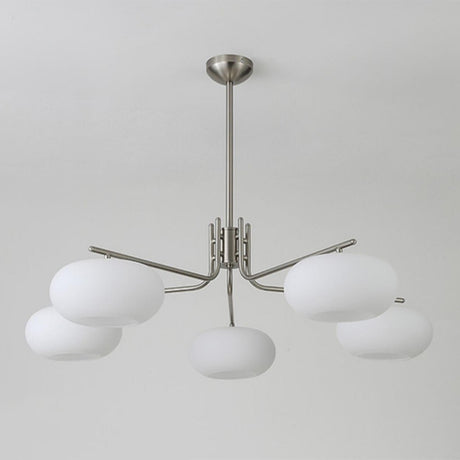 Modern Classic Silver Frosted Glass Drum Chandelier Image - 2