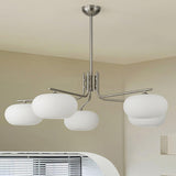 Modern Classic Silver Frosted Glass Drum Chandelier Image - 3