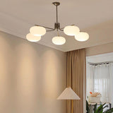 Modern Classic Silver Frosted Glass Drum Chandelier Image - 5