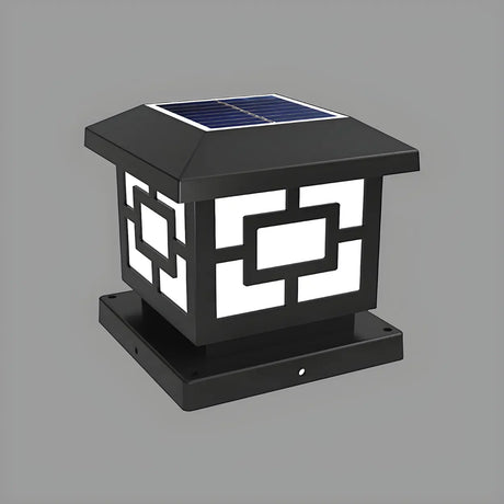 Modern Classic Square Aluminum Black Outdoor Lamp Image - 2