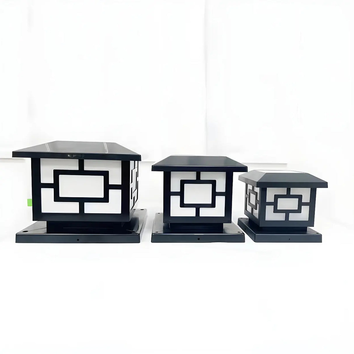 Modern Classic Square Aluminum Black Outdoor Lamp Image - 8