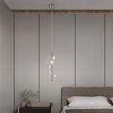 Modern Clear Acrylic Flower Metal Tube Bedroom Pendant Light Image - 3