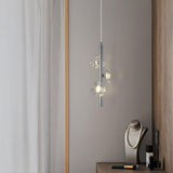 Modern Clear Acrylic Flower Metal Tube Bedroom Pendant Light Image - 5