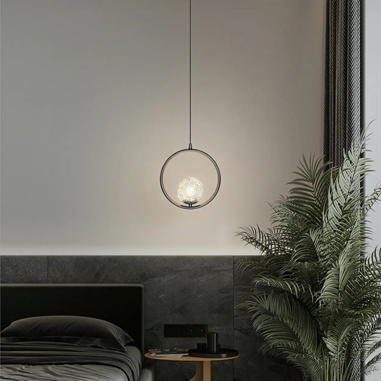 Modern Clear Acrylic Globe Pendant Light Bedroom Image - 4